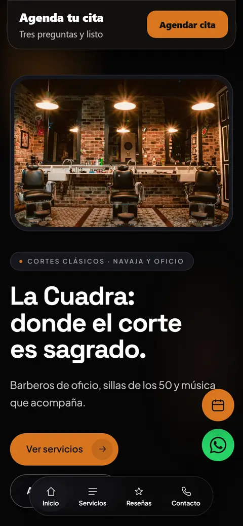 Página de La Cuadra Barbería