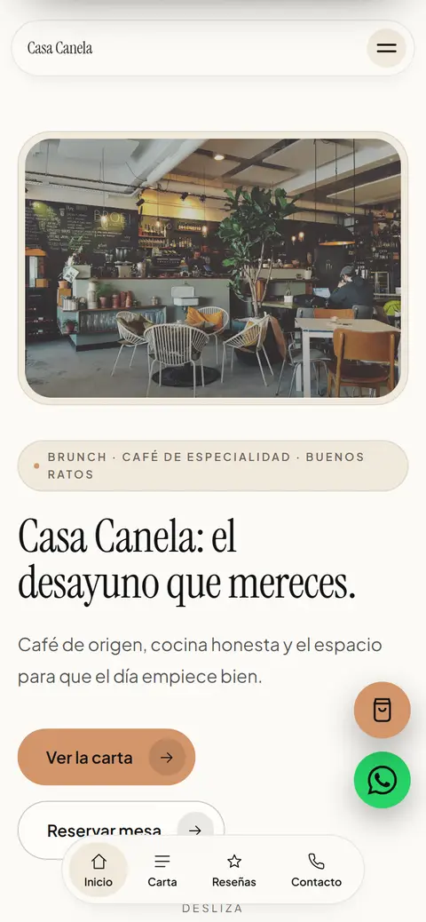 Página de Casa Canela, un café