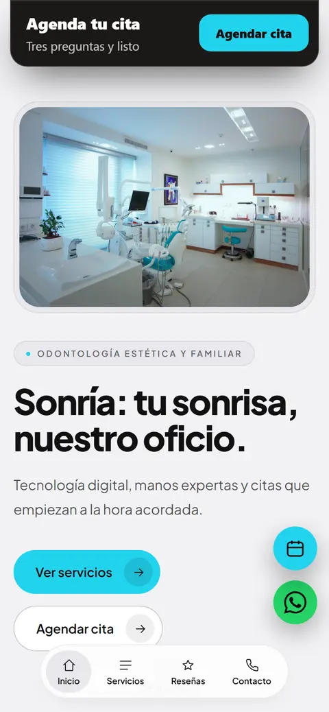 Página de Clínica Sonría