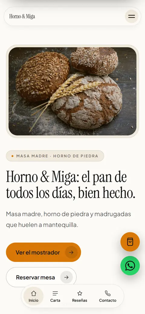 Página de Horno & Miga, una panadería