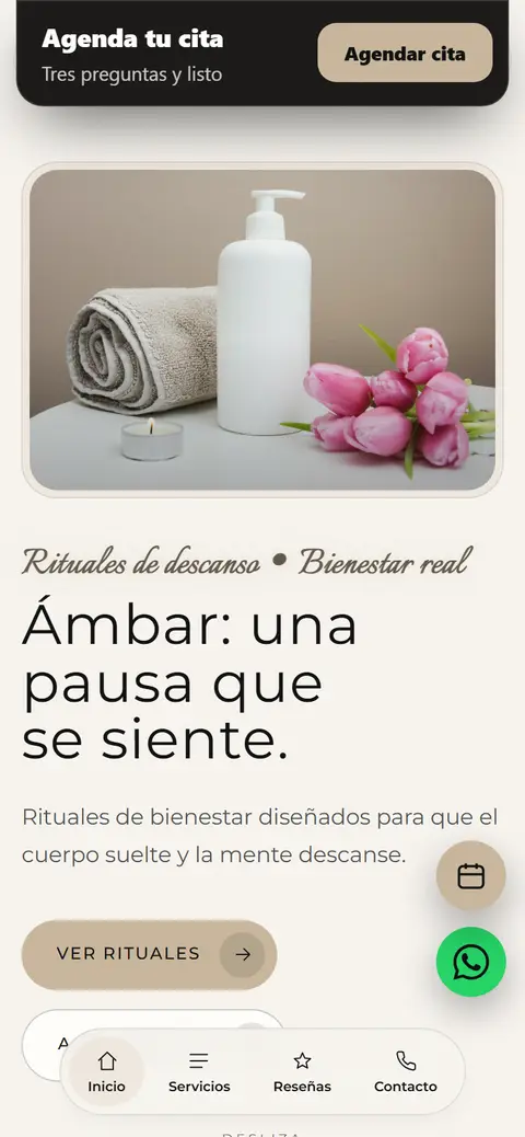Página de Ámbar Spa