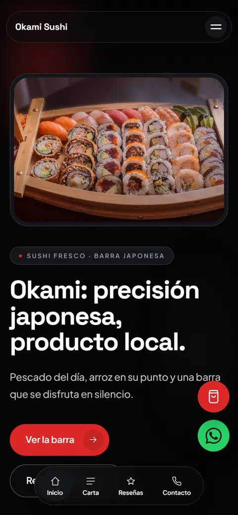 Página de Okami Sushi